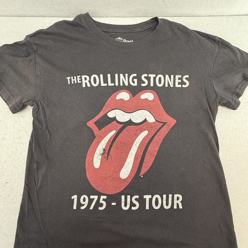 Rolling Stones T-Shirt 1975‎ US Tour Graphic 2020 Reprint Faded Black Medium M